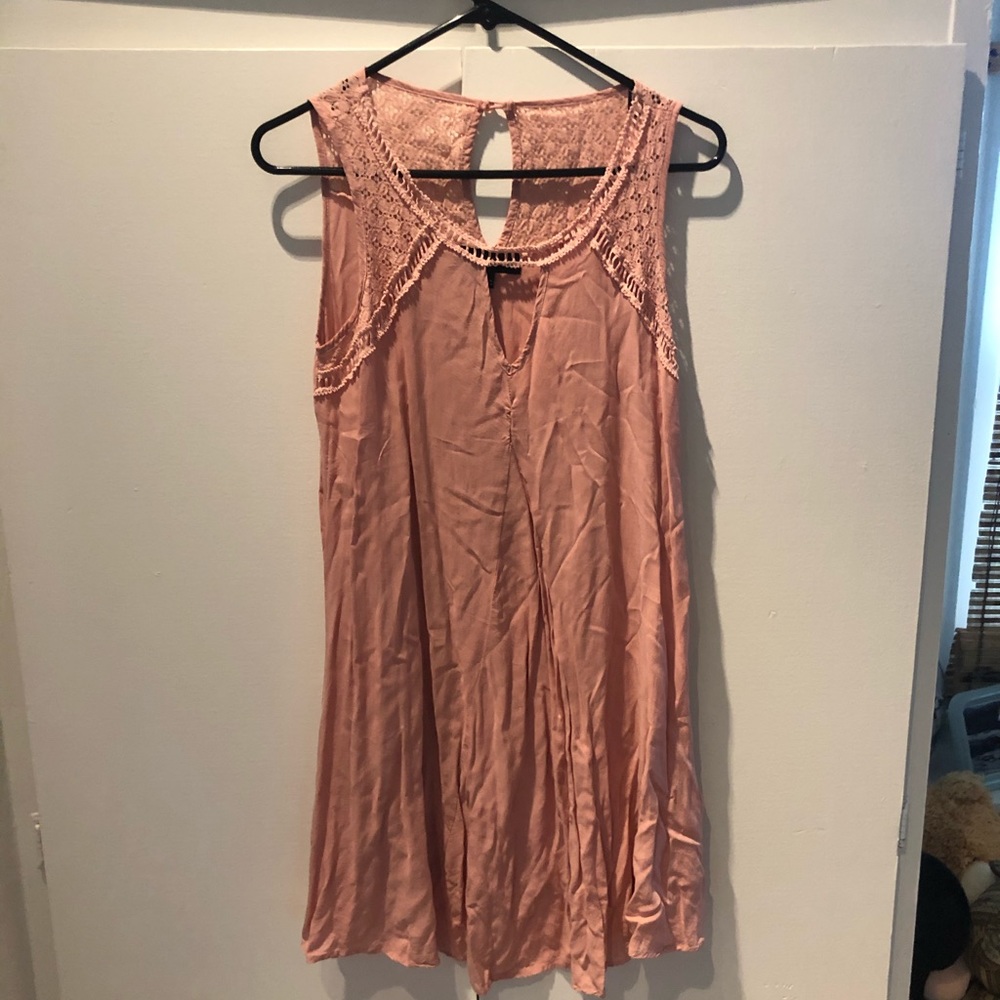 beautiful peach crocheted sundress!!
